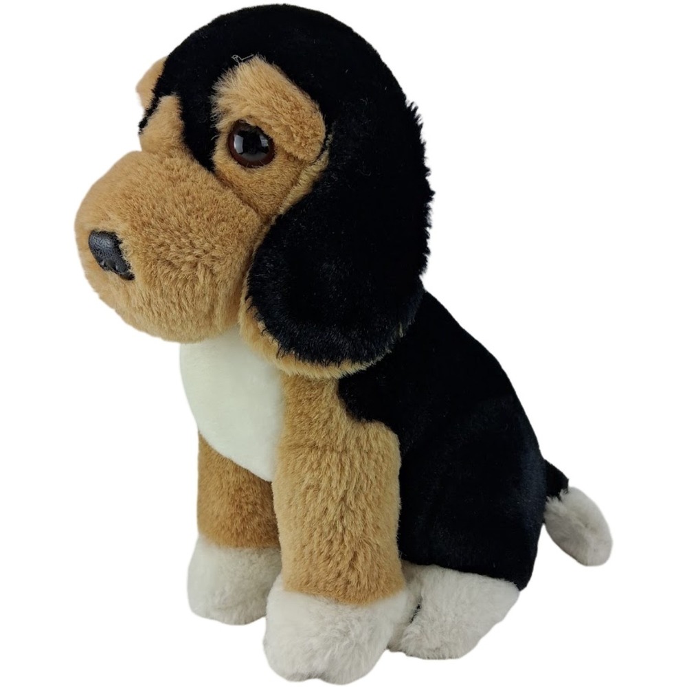 1987 Dakin Sitting Plush Beagle Puppy Dog Stuffed Animal Black Brown White VTG